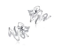 Sharp Wavy Line Silver Ear Stud STS-5554